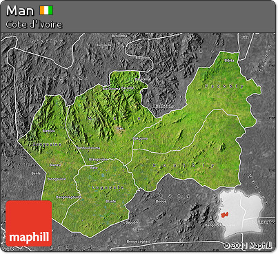 Satellite Map of Man, desaturated