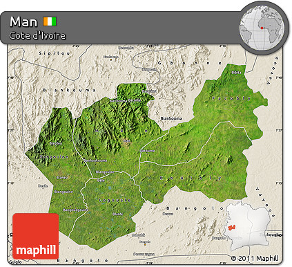 Satellite Map of Man, shaded relief outside