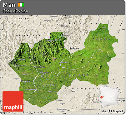 Satellite Map of Man, shaded relief outside