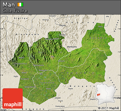 Satellite Map of Man, shaded relief outside