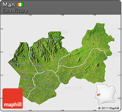 Satellite Map of Man, single color outside