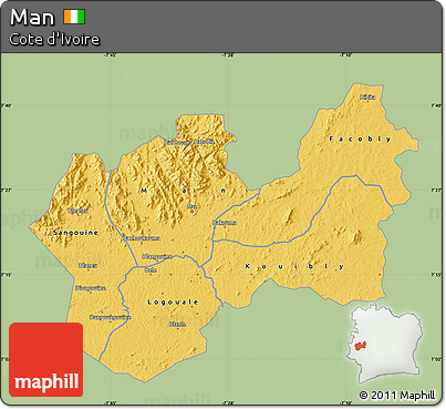 Savanna Style Map of Man, single color outside