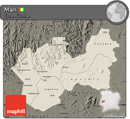 Shaded Relief Map of Man, darken