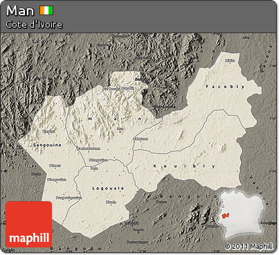 Shaded Relief Map of Man, darken
