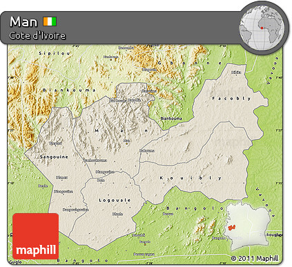 Shaded Relief Map of Man, physical outside