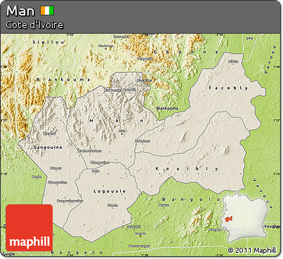 Shaded Relief Map of Man, physical outside