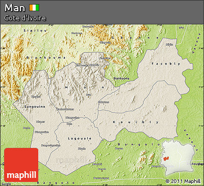 Shaded Relief Map of Man, physical outside