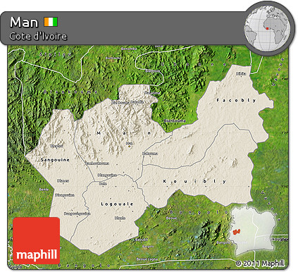 Shaded Relief Map of Man, satellite outside