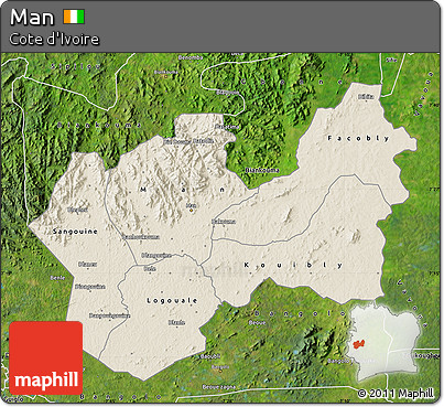 Shaded Relief Map of Man, satellite outside