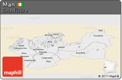 Classic Style Panoramic Map of Man, single color outside
