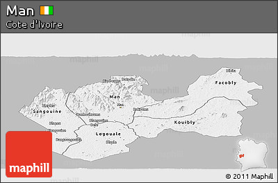 Gray Panoramic Map of Man, single color outside