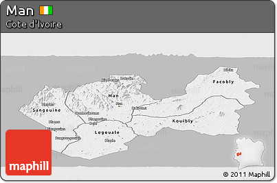 Gray Panoramic Map of Man, single color outside