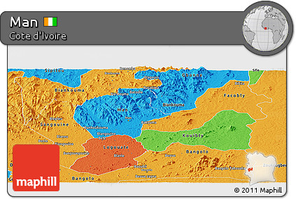 Political Panoramic Map of Man