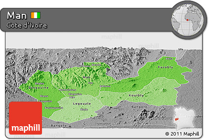 Political Shades Panoramic Map of Man, desaturated