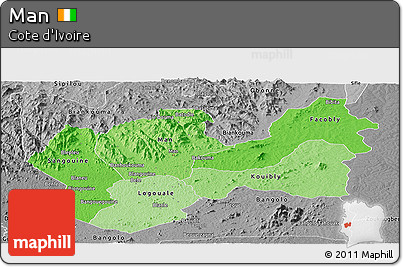 Political Shades Panoramic Map of Man, desaturated