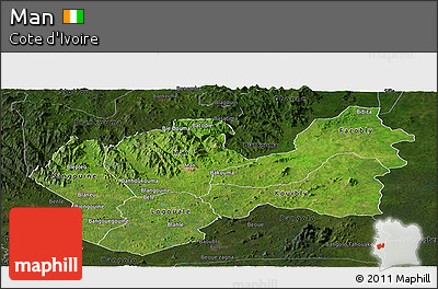 Satellite Panoramic Map of Man, darken