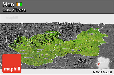 Satellite Panoramic Map of Man, desaturated