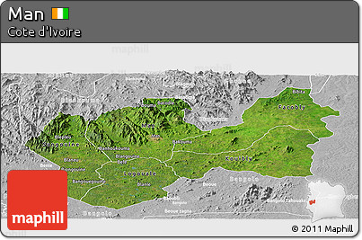 Satellite Panoramic Map of Man, lighten, desaturated