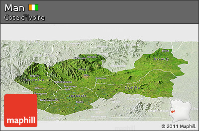 Satellite Panoramic Map of Man, lighten
