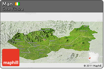 Satellite Panoramic Map of Man, lighten
