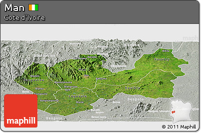 Satellite Panoramic Map of Man, lighten, semi-desaturated