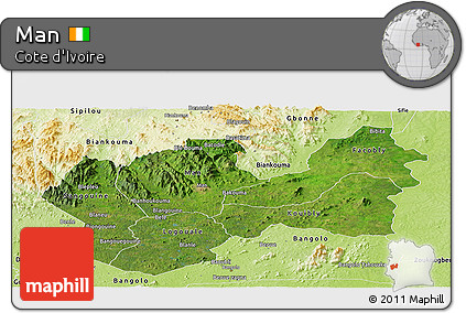 Satellite Panoramic Map of Man, physical outside