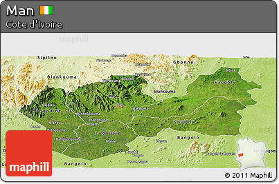 Satellite Panoramic Map of Man, physical outside