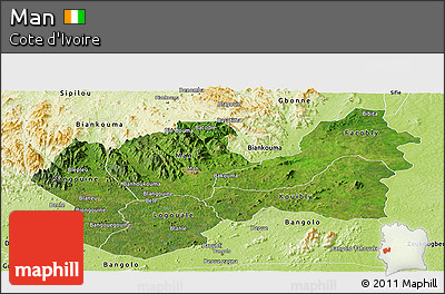 Satellite Panoramic Map of Man, physical outside