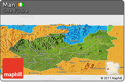 Satellite Panoramic Map of Man, political outside
