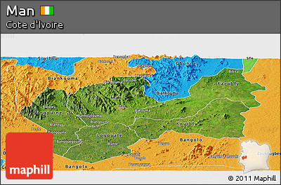Satellite Panoramic Map of Man, political outside