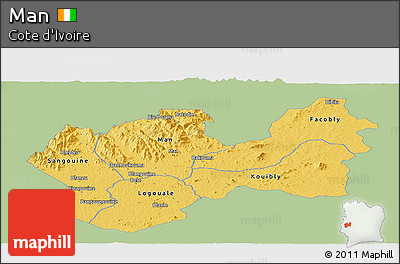 Savanna Style Panoramic Map of Man, single color outside