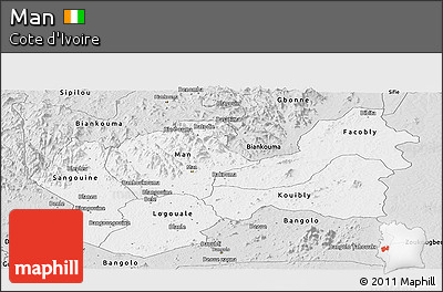 Silver Style Panoramic Map of Man