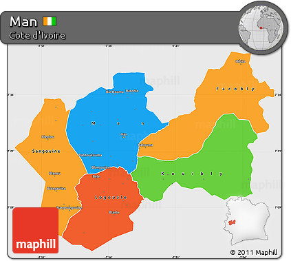 Political Simple Map of Man, single color outside