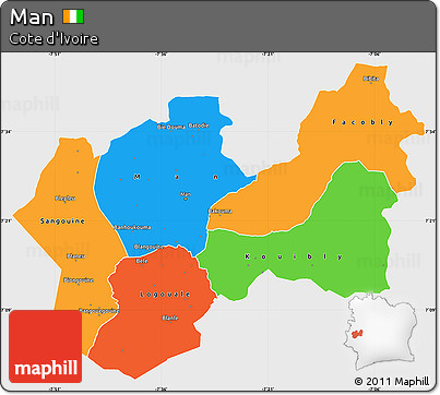 Political Simple Map of Man, single color outside
