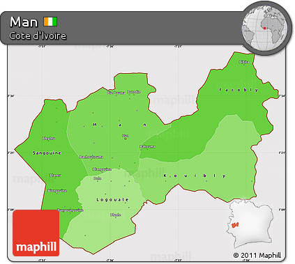 Political Shades Simple Map of Man, cropped outside