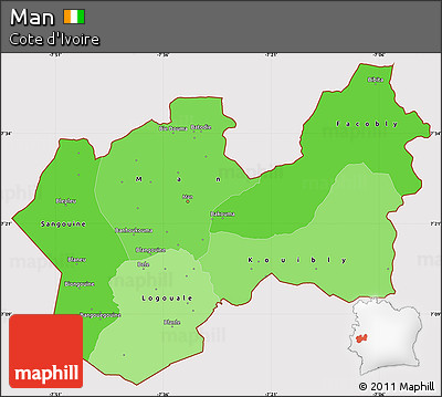 Political Shades Simple Map of Man, cropped outside