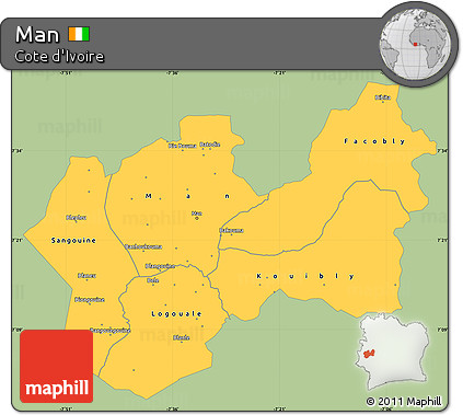 Savanna Style Simple Map of Man, single color outside
