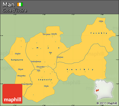 Savanna Style Simple Map of Man, single color outside