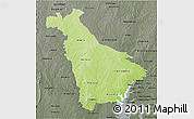 Physical 3D Map of Mankono, darken, semi-desaturated