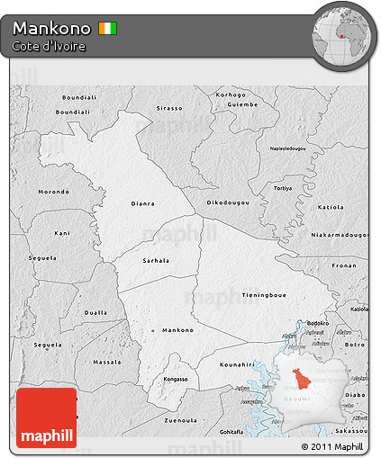 Silver Style 3D Map of Mankono
