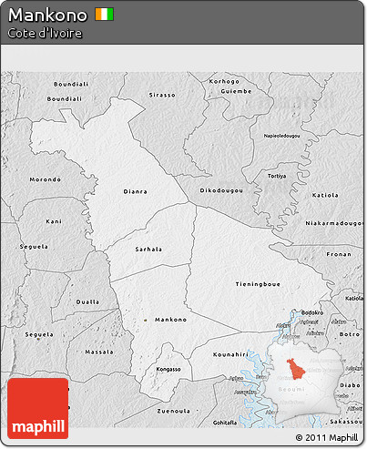 Silver Style 3D Map of Mankono