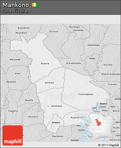 Silver Style 3D Map of Mankono