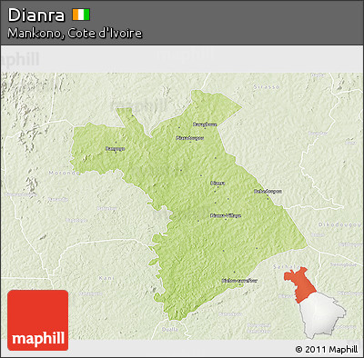 Physical 3D Map of Dianra, lighten