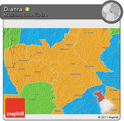 Political 3D Map of Dianra