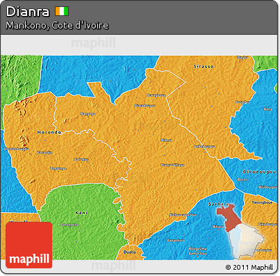Political 3D Map of Dianra