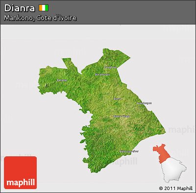 Satellite 3D Map of Dianra, cropped outside