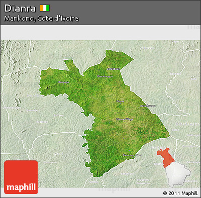 Satellite 3D Map of Dianra, lighten