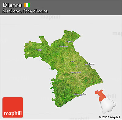 Satellite 3D Map of Dianra, single color outside