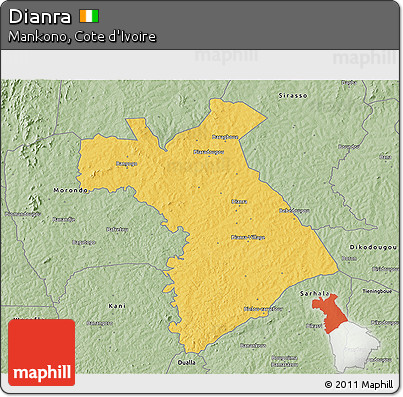 Savanna Style 3D Map of Dianra