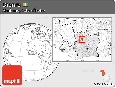 Blank Location Map of Dianra, highlighted country